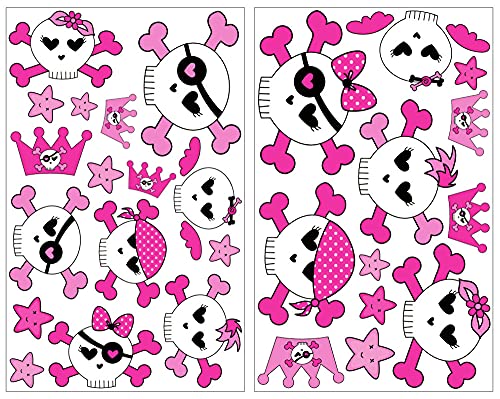 Samunshi® 28x Wandtattoo Mädchen Totenköpfe Set Wandbilder Kinderzimmer Deko Junge Wandtattoo Kinderzimmer Mädchen Wandsticker 2x 16x26cm von Samunshi