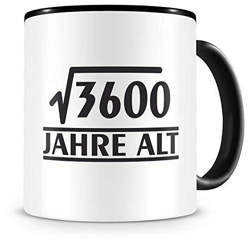 Samunshi® √3600 Jahre alt Geburtstags Tasse 60 Jahre Geschenk Kaffeetasse Teetasse Kaffeepott Kaffeebecher Becher 60 Jahre 300ml schwarz/schwarz von Samunshi