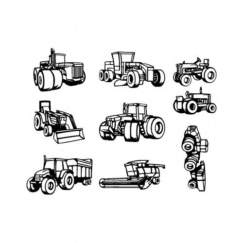 Samunshi® 9-teiliges Trecker Set Wandtattoo Mähdrescher Traktor 8 Bogen zu 22x30cm schwarz von Samunshi