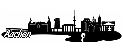 Samunshi® Aachen Skyline Wandtattoo Sticker Aufkleber Wandaufkleber City Gedruckt Aachen 120x33cm schwarz von Samunshi