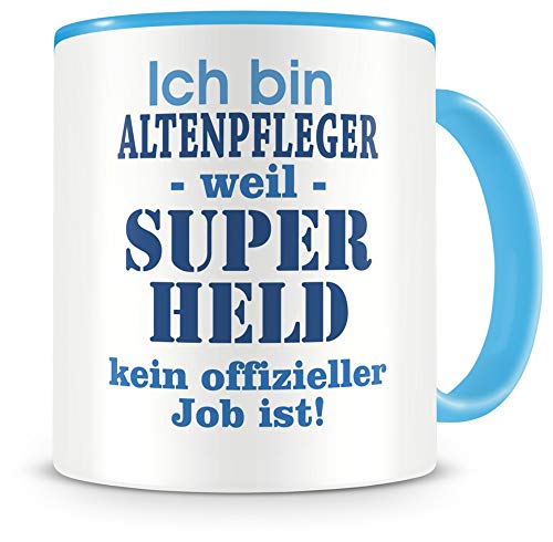 Samunshi® Altenpfleger Tasse mit Spruch Geschenk für Altenpfleger Mann Frau Kaffeetasse groß Lustige Tassen zum Geburtstag hell blau 300ml von Samunshi