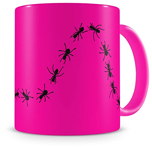 Samunshi® Ameisenstrasse Tasse Kaffeetasse Teetasse Kaffeepott Kaffeebecher Becher H:95mm/D:82mm neon pink von Samunshi