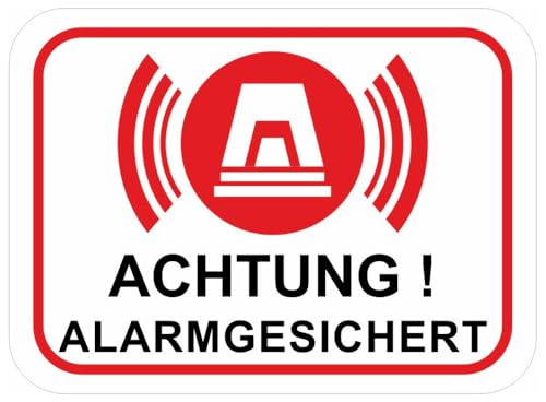 Samunshi® Aufkleber Achtung Alarmgesichert Weiß - Schild Sticker - Hinweisschild Warnschild Vorsicht vor: Kameraüberwachung Überwachungskamera Alarmanlage Alarmgesichert - 8x5,8cm mehrfarbig von Samunshi