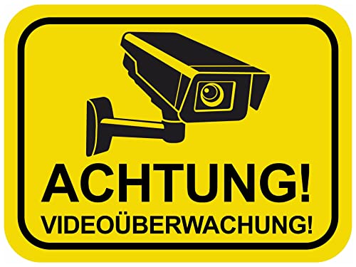 Samunshi® Aufkleber Achtung Videoüberwacht Gelb - Schild Sticker - Hinweisschild Warnschild Vorsicht vor: Kameraüberwachung Überwachungskamera Alarmanlage Alarmgesichert - 20x14,4cm mehrfarbig von Samunshi
