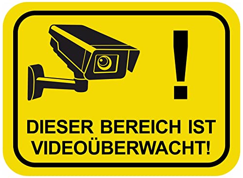 Samunshi® Aufkleber Bereich Videoüberwacht Gelb - Schild Sticker - Hinweisschild Warnschild Vorsicht vor: Kameraüberwachung Überwachungskamera Alarmanlage Alarmgesichert - 20x14,4cm mehrfarbig von Samunshi