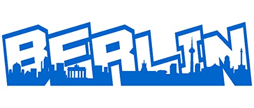 Samunshi® Aufkleber Berlin Schriftzug Skyline Graffiti 15 x 3,9cm azurblau von Samunshi