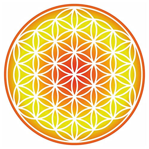 Samunshi® Aufkleber Blume des Lebens Regenbogen Lebensblume - Auto Motorrad Laptop Wohnmobil Sticker - Esoterik Meditation Verlauf gelb 10 x 10cm von Samunshi
