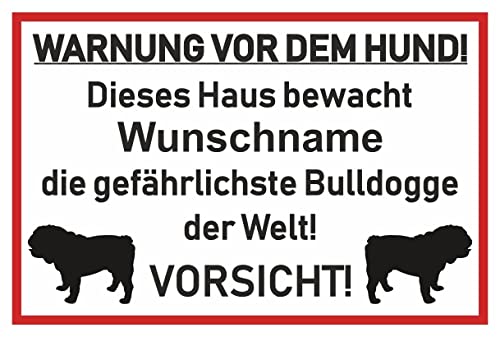 Samunshi® Aufkleber Bulldogge Warnung - Schild Sticker Hinweisschild Warnschild Vorsicht Hund 15 x 10cm Bulldogge Warnung schwarz von Samunshi