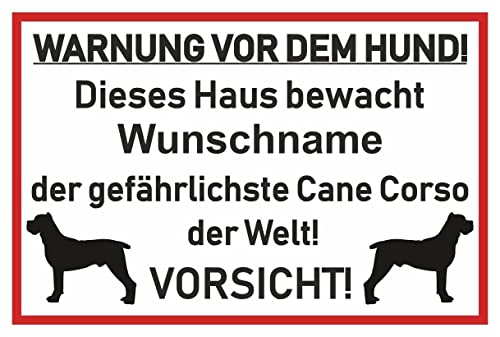 Samunshi® Aufkleber Cane Corso Warnung - Schild Sticker Hinweisschild Warnschild Vorsicht Hund 30 x 20cm Cane Corso Warnung schwarz von Samunshi
