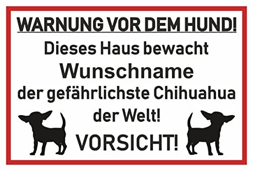 Samunshi® Aufkleber Chihuahua Warnung - Schild Sticker Hinweisschild Warnschild Vorsicht Hund 10 x 6,7cm Chihuahua Warnung schwarz von Samunshi