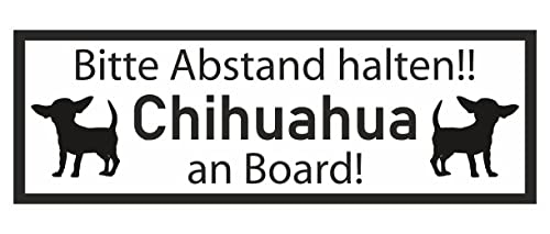 Samunshi® Aufkleber Chihuahua an Board - Schild Sticker Hinweisschild Warnschild Vorsicht Hund 8 x 2,8cm Chihuahua an Board schwarz von Samunshi