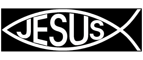 Samunshi® Aufkleber Christenfisch mit Jesus Church Fische Gott Symbol für Auto Motorrad Kirche weiß 10 x 3cm | Taufe Firmung Ichthy von Samunshi