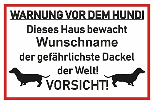 Samunshi® Aufkleber Dackel Warnung - Schild Sticker Hinweisschild Warnschild Vorsicht Hund 15 x 10cm Dackel Warnung schwarz von Samunshi