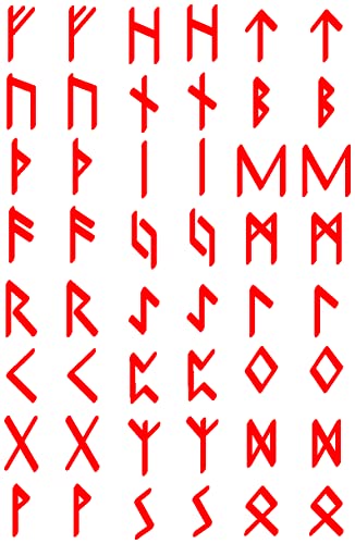 Samunshi® Aufkleber Elder Futhark Runen Set für Auto Motorrad Wikinger Vikings Germanen in 9 Größen und 25 Farben (13x20cm hellrot) von Samunshi