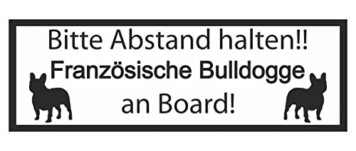 Samunshi® Aufkleber Französische Bulldogge an Board - Schild Sticker Hinweisschild Warnschild Vorsicht Hund 8 x 2,8cm Französische Bulldogge an Board schwarz von Samunshi