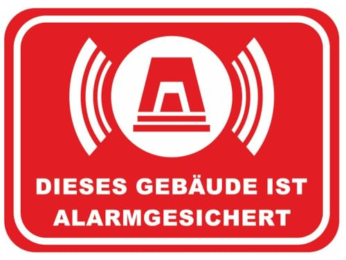 Samunshi® Aufkleber Gebäude Alarmgesichert Rot - Schild Sticker - Hinweisschild Warnschild Vorsicht vor: Kameraüberwachung Überwachungskamera Alarmanlage Alarmgesichert - 10x7,2cm mehrfarbig von Samunshi