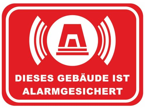 Samunshi® Aufkleber Gebäude Alarmgesichert Rot - Schild Sticker - Hinweisschild Warnschild Vorsicht vor: Kameraüberwachung Überwachungskamera Alarmanlage Alarmgesichert - 8x5,8cm mehrfarbig von Samunshi