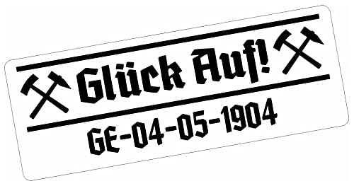 Samunshi® Aufkleber 'Glück Auf! GE-04-05-1904' | Schalke Gelsenkirchen Gründungsjahr | Auto Motorrad Fahrrad Laptop Sticker | weiß-schwarz 10 x 3,5cm von Samunshi