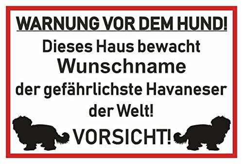 Samunshi® Aufkleber Havaneser Warnung - Schild Sticker Hinweisschild Warnschild Vorsicht Hund 25 x 16,7cm Havaneser Warnung schwarz von Samunshi