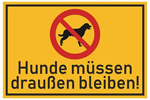 Samunshi® Aufkleber Hunde draußen bleiben - Schild Sticker Hinweisschild Warnschild Vorsicht Gelb - 8x5,3cm mehrfarbig von Samunshi