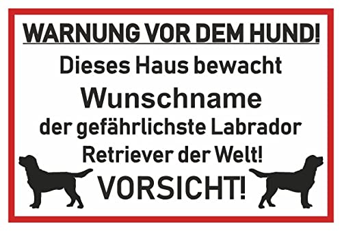 Samunshi® Aufkleber Labrador Retriever Warnung - Schild Sticker Hinweisschild Warnschild Vorsicht Hund 30 x 20cm Labrador Retriever Warnung schwarz von Samunshi