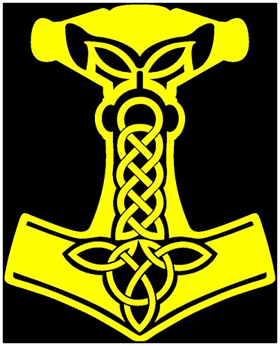 Samunshi® Aufkleber Mjölnir Vikings Wikinger für Auto Motorrad in 15 Größen und 25 Farben (12x15cm gelb) von Samunshi