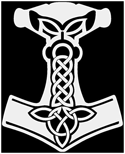 Samunshi® Aufkleber Mjölnir Vikings Wikinger für Auto Motorrad in 15 Größen und 25 Farben (20x25cm hellgrau) von Samunshi