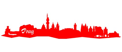 Samunshi® Aufkleber Prag Skyline Autoaufkleber 15 x 3,2cm hellrot von Samunshi