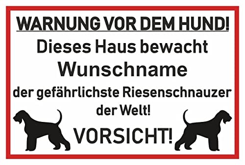 Samunshi® Aufkleber Riesenschnauzer Warnung - Schild Sticker Hinweisschild Warnschild Vorsicht Hund 40 x 27cm Riesenschnauzer Warnung schwarz von Samunshi