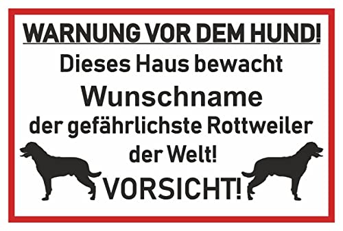 Samunshi® Aufkleber Rottweiler Warnung - Schild Sticker Hinweisschild Warnschild Vorsicht Hund 8 x 5,3cm Rottweiler Warnung schwarz von Samunshi