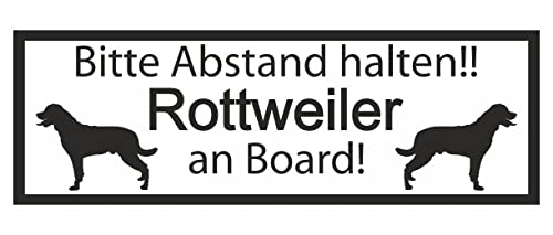 Samunshi® Aufkleber Rottweiler an Board - Schild Sticker Hinweisschild Warnschild Vorsicht Hund 25 x 8,8cm Rottweiler an Board schwarz von Samunshi