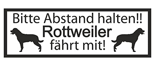 Samunshi® Aufkleber Rottweiler fährt mit - Schild Sticker Hinweisschild Warnschild Vorsicht Hund 40 x 14cm Rottweiler fährt mit schwarz von Samunshi