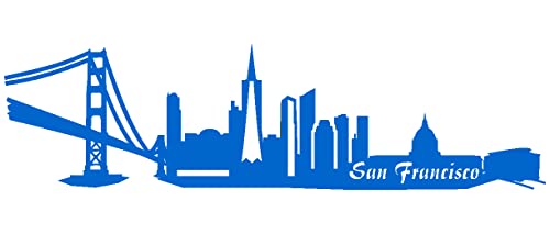 Samunshi® Aufkleber San Francisco Skyline Autoaufkleber 20 x 5,4cm azurblau von Samunshi