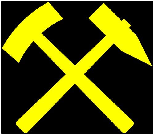 Samunshi® Aufkleber Schlägel und Eisen Sticker Glück auf Autoaufkleber Motorradaufkleber Scheibenaufkleber in 8 Größen und 25 Farben (15x13,1cm gelb) von Samunshi