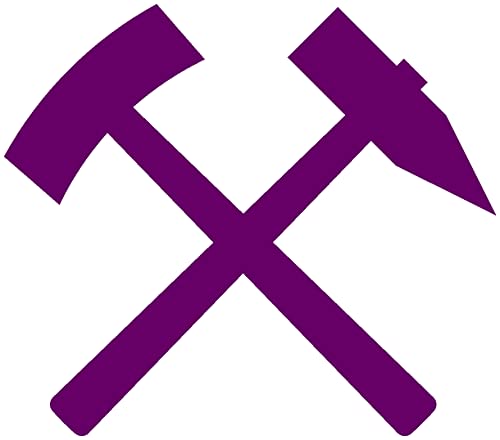 Samunshi® Aufkleber Schlägel und Eisen Sticker Glück auf Autoaufkleber Motorradaufkleber Scheibenaufkleber in 8 Größen und 25 Farben (4x3,5cm violett lila) von Samunshi