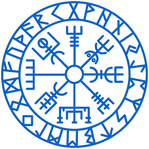 Samunshi® Aufkleber Vegvisir mit Runen C Vikings Wikinger für Auto Motorrad in 11 Größen und 25 Farben (40x40cm azurblau) von Samunshi