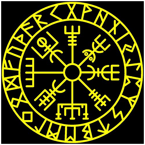 Samunshi® Aufkleber Vegvisir mit Runen C Vikings Wikinger für Auto Motorrad in 11 Größen und 25 Farben (40x40cm gelb) von Samunshi