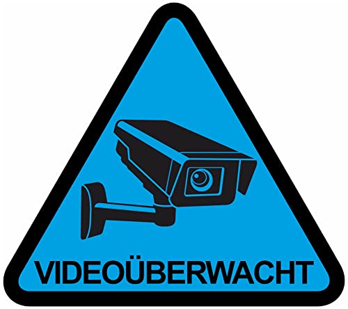 Samunshi® Aufkleber Videoüberwacht Dreieck Blau - Schild Sticker - Hinweisschild Warnschild Vorsicht vor: Kameraüberwachung Überwachungskamera Alarmanlage Alarmgesichert - 8x8cm mehrfarbig von Samunshi