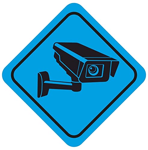 Samunshi® Aufkleber Videoüberwacht Viereck Blau - Schild Sticker - Hinweisschild Warnschild Vorsicht vor: Kameraüberwachung Überwachungskamera Alarmanlage Alarmgesichert - 8x8cm mehrfarbig von Samunshi