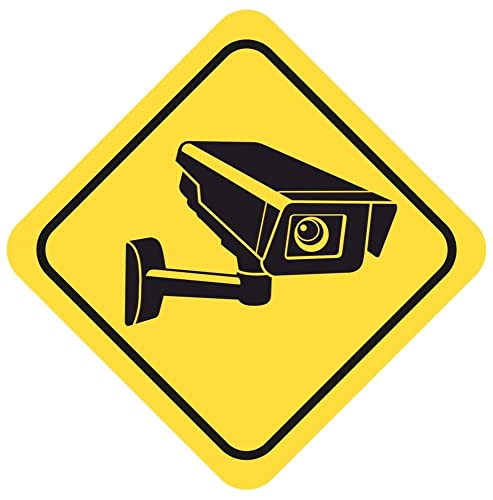 Samunshi® Aufkleber Videoüberwacht Viereck Gelb - Schild Sticker - Hinweisschild Warnschild Vorsicht vor: Kameraüberwachung Überwachungskamera Alarmanlage Alarmgesichert - 20x20cm mehrfarbig von Samunshi