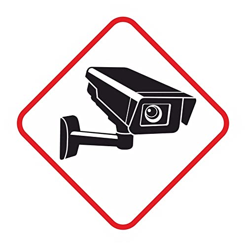 Samunshi® Aufkleber Videoüberwacht Viereck Weiß - Schild Sticker - Hinweisschild Warnschild Vorsicht vor: Kameraüberwachung Überwachungskamera Alarmanlage Alarmgesichert - 8x8cm mehrfarbig von Samunshi