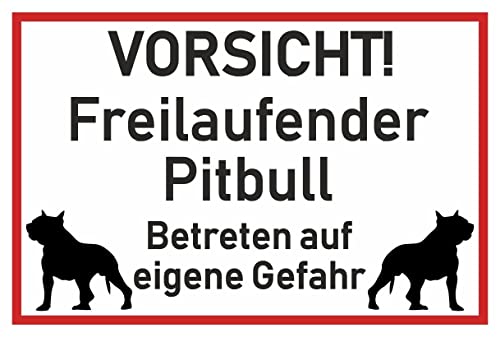 Samunshi® Aufkleber Vorsicht American Pit Bull Terrier - Schild Sticker Hinweisschild Warnschild Vorsicht Hund 20 x 13,3cm Vorsicht American Pit Bull schwarz von Samunshi