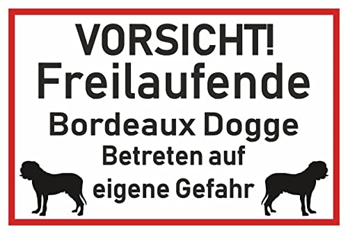Samunshi® Aufkleber Vorsicht Bordeaux Dogge - Schild Sticker Hinweisschild Warnschild Vorsicht Hund 25 x 16,7cm Vorsicht Bordeaux Dogge schwarz von Samunshi