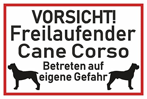 Samunshi® Aufkleber Vorsicht Cane Corso - Schild Sticker Hinweisschild Warnschild Vorsicht Hund 20 x 13,3cm Vorsicht Cane Corso schwarz von Samunshi