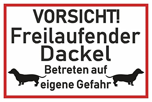 Samunshi® Aufkleber Vorsicht Dackel - Schild Sticker Hinweisschild Warnschild Vorsicht Hund 20 x 13,3cm Vorsicht Dackel schwarz von Samunshi