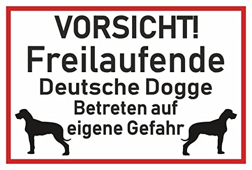 Samunshi® Aufkleber Vorsicht Deutsche Dogge - Schild Sticker Hinweisschild Warnschild Vorsicht Hund 25 x 16,7cm Vorsicht Deutsche Dogge schwarz von Samunshi