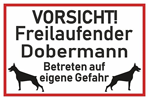 Samunshi® Aufkleber Vorsicht Dobermann - Schild Sticker Hinweisschild Warnschild Vorsicht Hund 50 x 33cm Vorsicht Dobermann schwarz von Samunshi