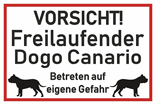 Samunshi® Aufkleber Vorsicht Dogo Canario - Schild Sticker Hinweisschild Warnschild Vorsicht Hund 15 x 10cm Vorsicht Dogo Canario schwarz von Samunshi