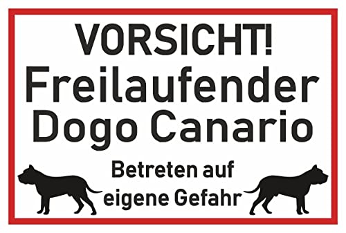 Samunshi® Aufkleber Vorsicht Dogo Canario - Schild Sticker Hinweisschild Warnschild Vorsicht Hund 30 x 20cm Vorsicht Dogo Canario schwarz von Samunshi