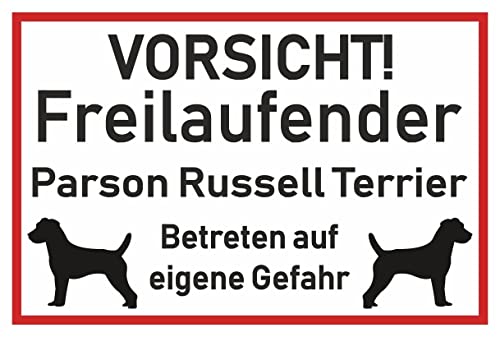 Samunshi® Aufkleber Vorsicht Parson Russell Terrier - Schild Sticker Hinweisschild Warnschild Vorsicht Hund 40 x 27cm Vorsicht Parson Russell Terrier schwarz von Samunshi